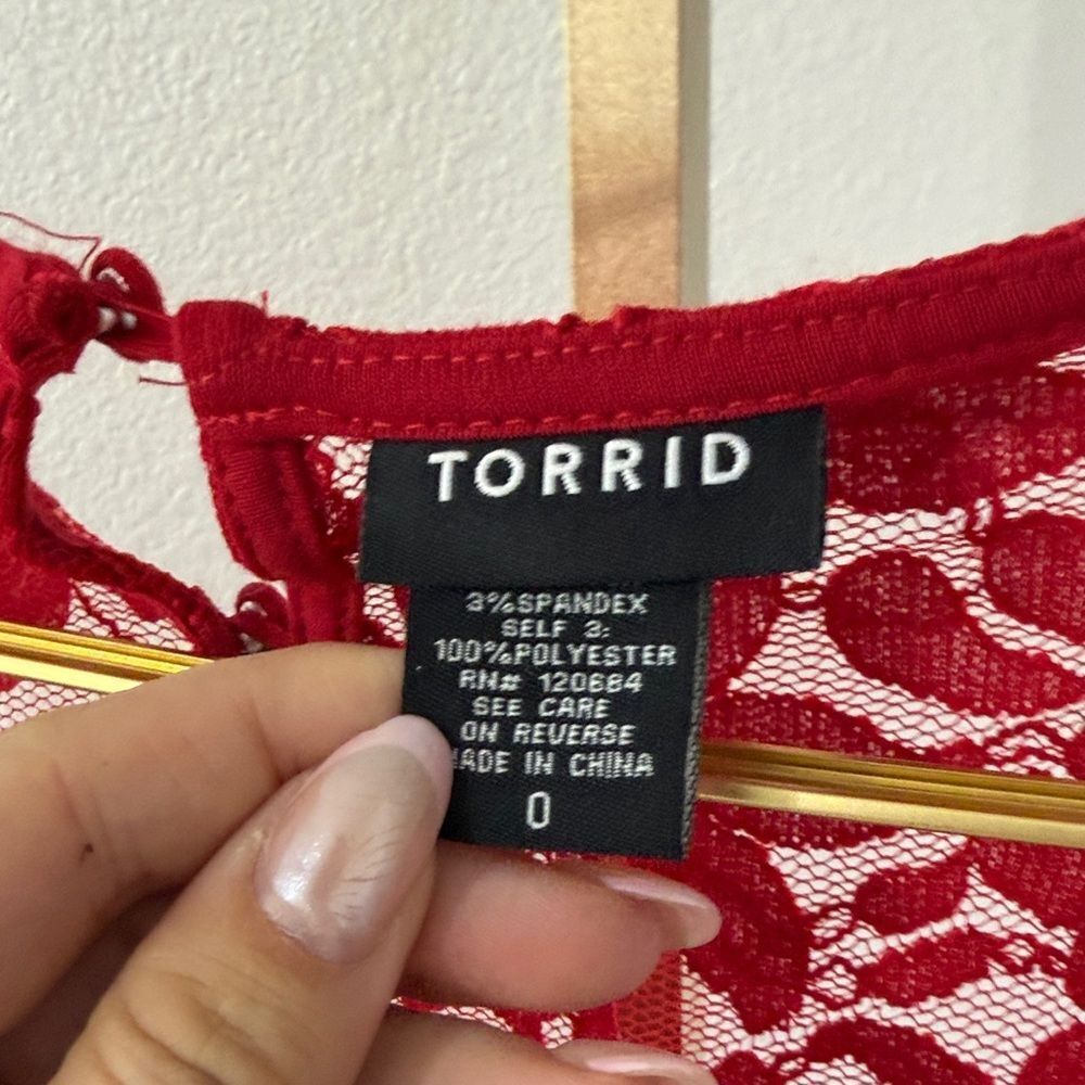 Torrid Red Lace Top - Picture 2 of 7